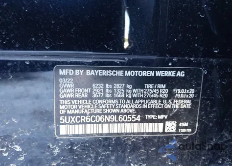 2022 BMW X5 xDrive40I z USA, uszkodzony, nr VIN 5UXCR6C06N9L60554